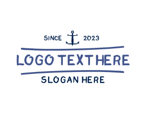 Handwritten - Nautical Anchor Wordmark logo design