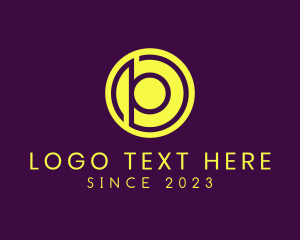Letter Pb - Round Technology Badge logo design