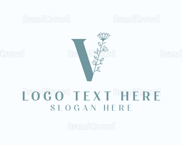 Organic Floral Letter V Logo