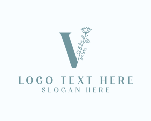 Floral - Organic Floral Letter V logo design