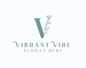 Organic Floral Letter V logo design