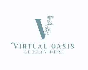 Organic Floral Letter V logo design