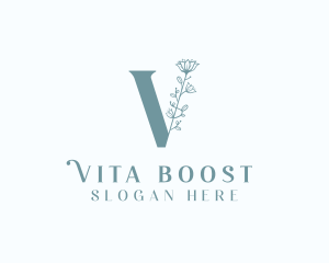 Organic Floral Letter V logo design