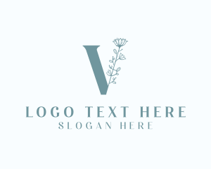 Letter V - Organic Floral Letter V logo design