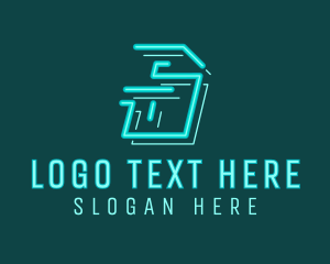Old School - Neon Retro Gaming Letter S logo design