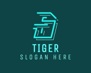 Neon Retro Gaming Letter S Logo