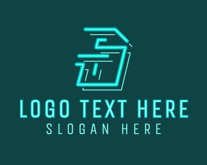 Neon Retro Gaming Letter S Logo