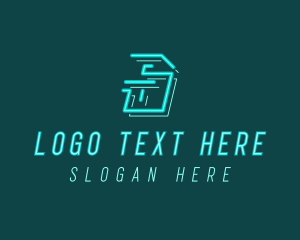 Youtube Vlogger - Neon Retro Gaming Letter S logo design