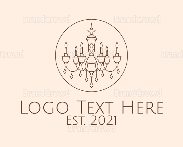 Brown Chandelier Line Art Logo