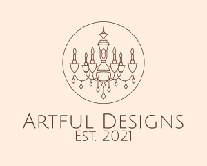 Brown Chandelier Line Art  logo design