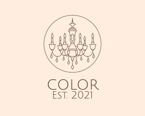 Grandeur - Brown Chandelier Line Art logo design