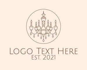 Luxurious - Brown Chandelier Line Art logo design