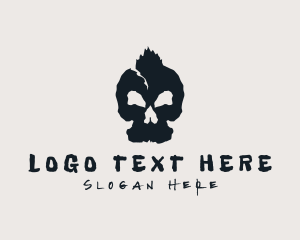Black - Rock Band Skull Tattoo logo design