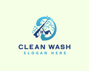 Pressure Wash Cleaning Wave logo design