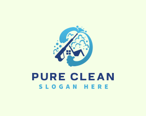 Pressure Wash Cleaning Wave logo design