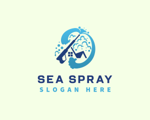 Pressure Wash Cleaning Wave logo design