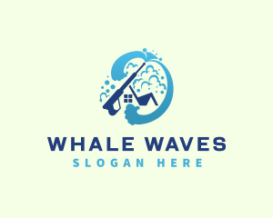 Pressure Wash Cleaning Wave logo design