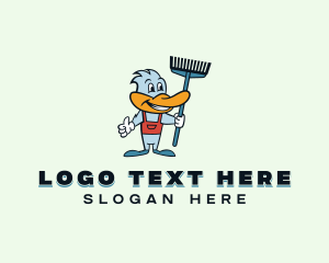 Custodian - Duck Janitor Cleaner logo design
