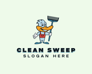 Janitor - Duck Janitor Cleaner logo design