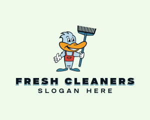 Duck Janitor Cleaner logo design