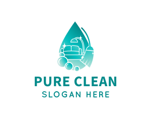 Home Cleaning Broom logo design