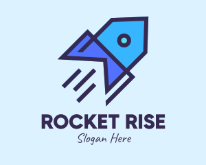 Blue Home Rocket logo design