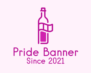 Wine Bottle Flag logo design