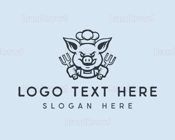 Pork Pig Chef Logo