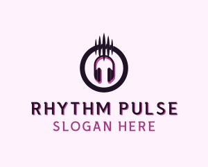 Headphone Audio Pulse  logo design