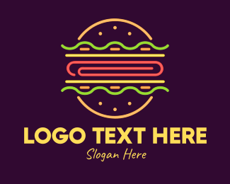 Neon Burger Hamburger Logo