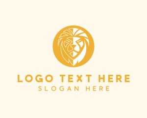 Gold Lion - Lion Head Face logo design