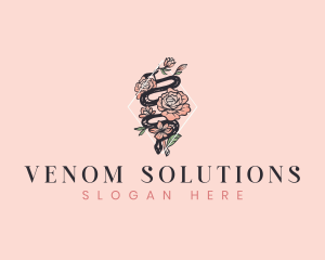 Boho Flower Snake logo design