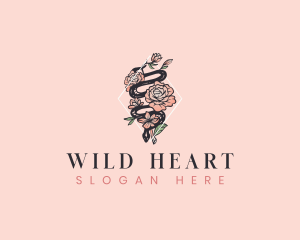 Boho Flower Snake logo design