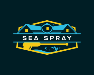 Roof Sanitation Pressure Washer logo design