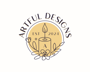 Candlelight Floral Candle logo design