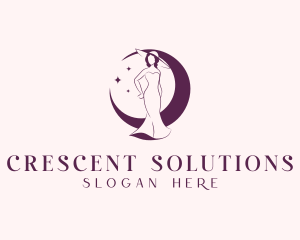 Woman Crescent Fashion logo design