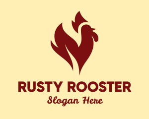 Flame Chicken Rooster logo design