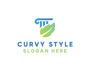 Curvy - Leaf Law Column logo design