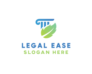 Law - Leaf Law Column logo design