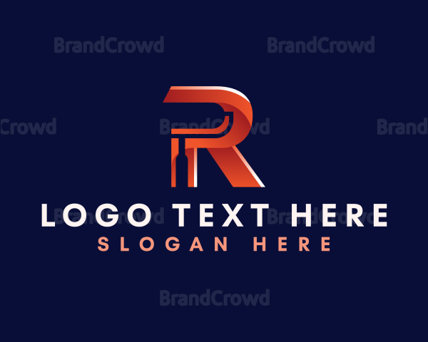 Paint Roller Brush Letter R Logo