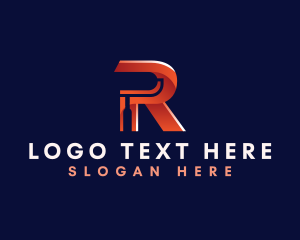 Paint Roller Brush Letter R Logo
