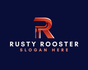 Paint Roller Brush Letter R logo design