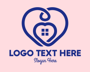 Negative Space - Blue Heart Home logo design