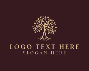 Yoga - Nature Woman Tree logo design