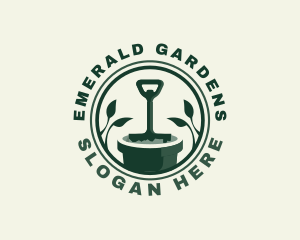 Shovel Planting Gardening logo design