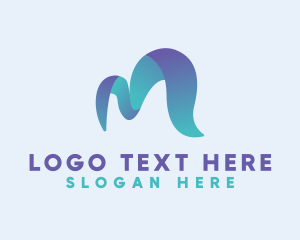Shop - Blue Wavy Letter M logo design