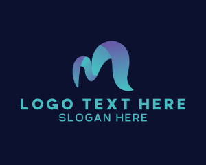 Management - Blue Wavy Letter M logo design