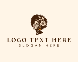 Curly Hair - Afro Woman Beauty logo design