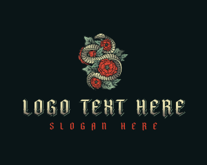 Snake - Luxury Serpent Flower logo design