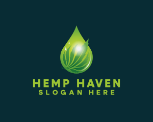 Herb Cannabis Droplet  logo design